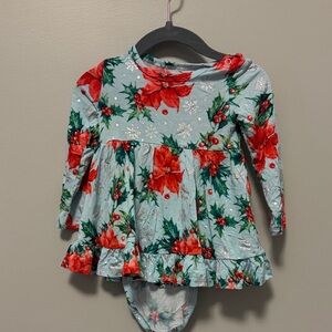 Posh peanut 6-9 months Floral Baby Dress with Red and Green Accents